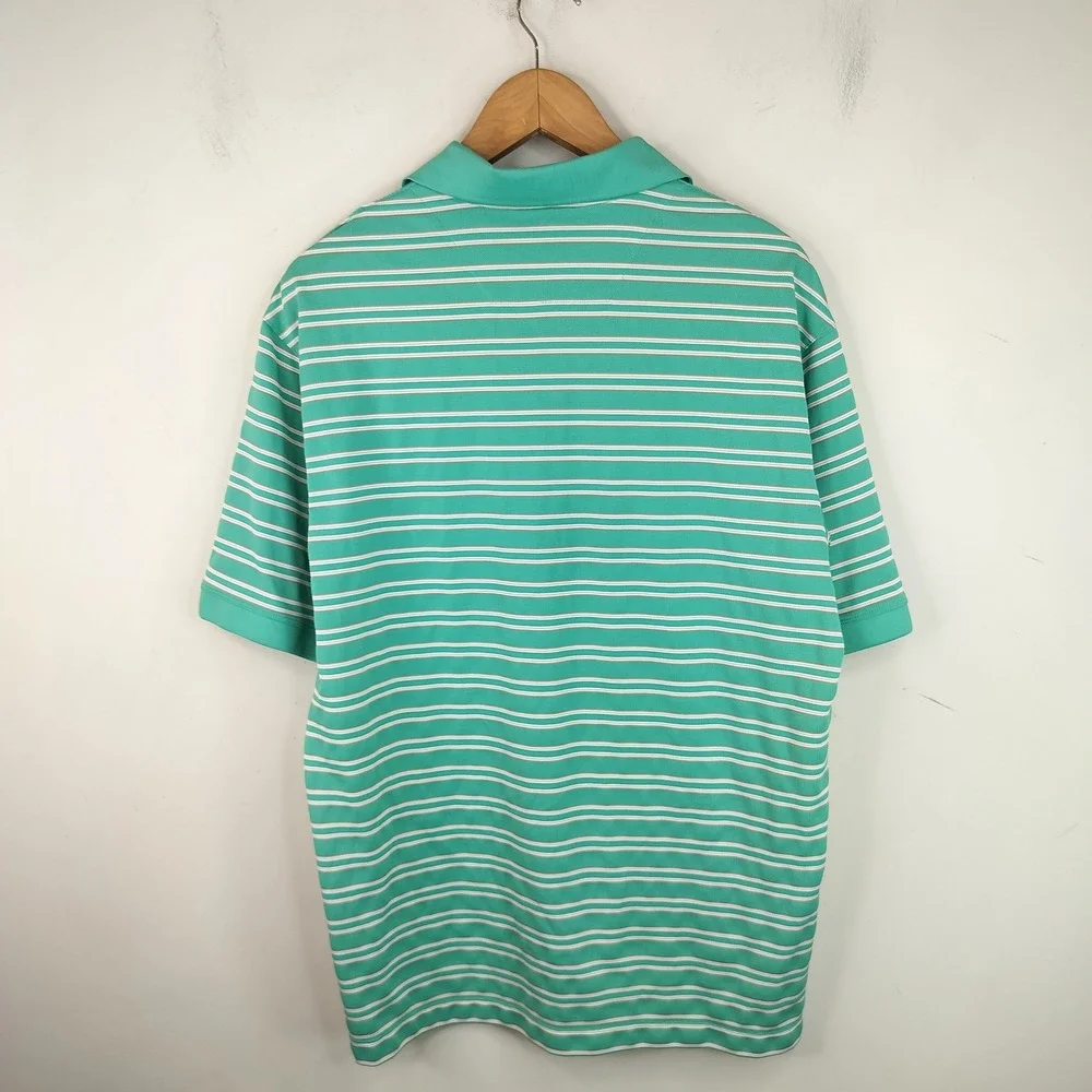 Nike Golf Polo Shirt Mens Large Striped Short Sleeve Performance Athletic Green